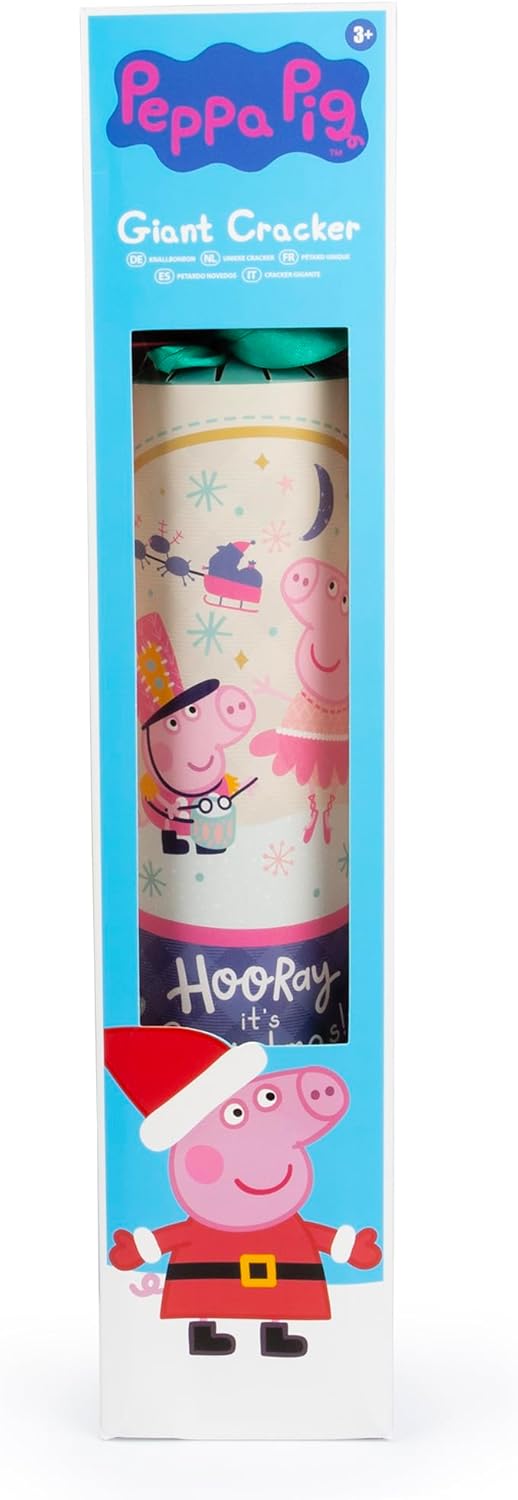 Front view of 55cm Peppa Pig Cracker with festive design