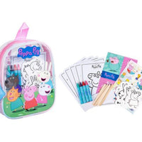 Peppa Pig Craft Backpack contents – crayons, stickers, and book