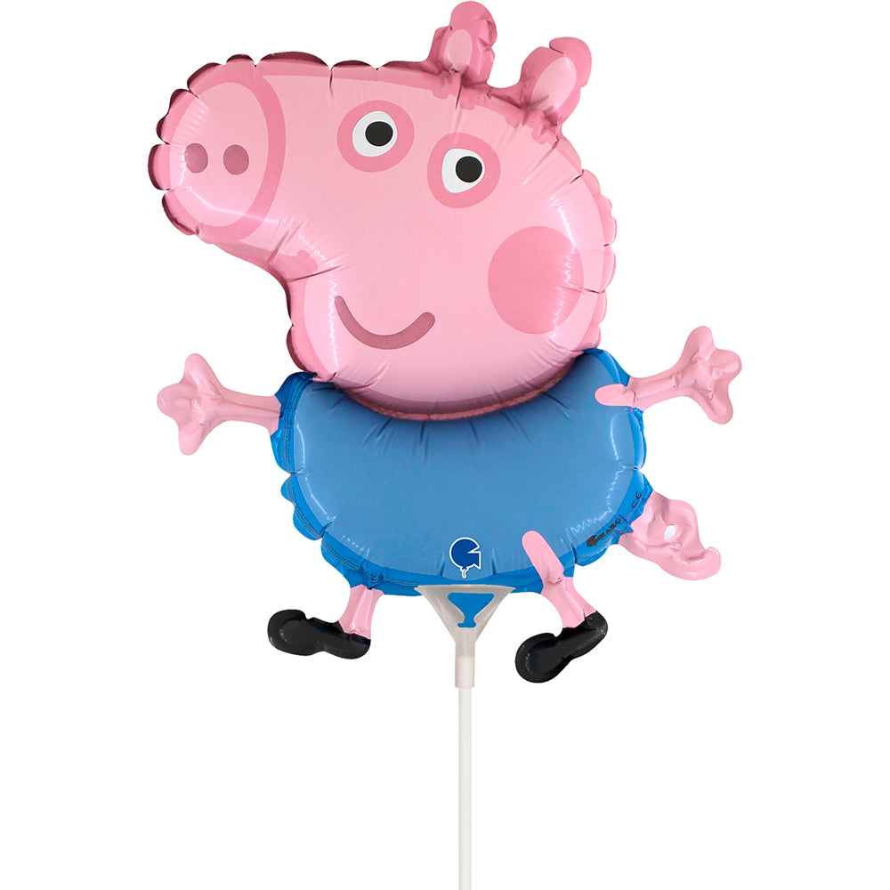 Peppa Pig George 14-Inch Air-Fill Mini Shape Balloon with vibrant George Pig design for kids’ parties.