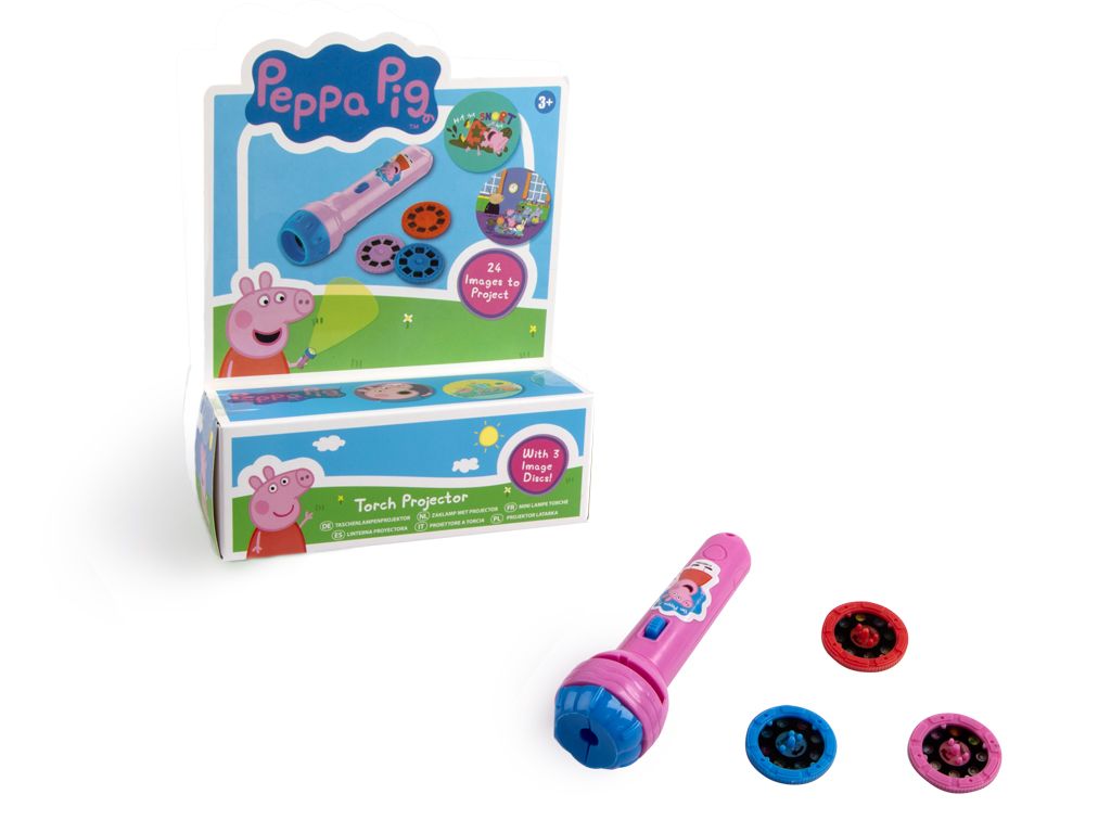Front view of Peppa Pig Torch Projector with Peppa Pig design