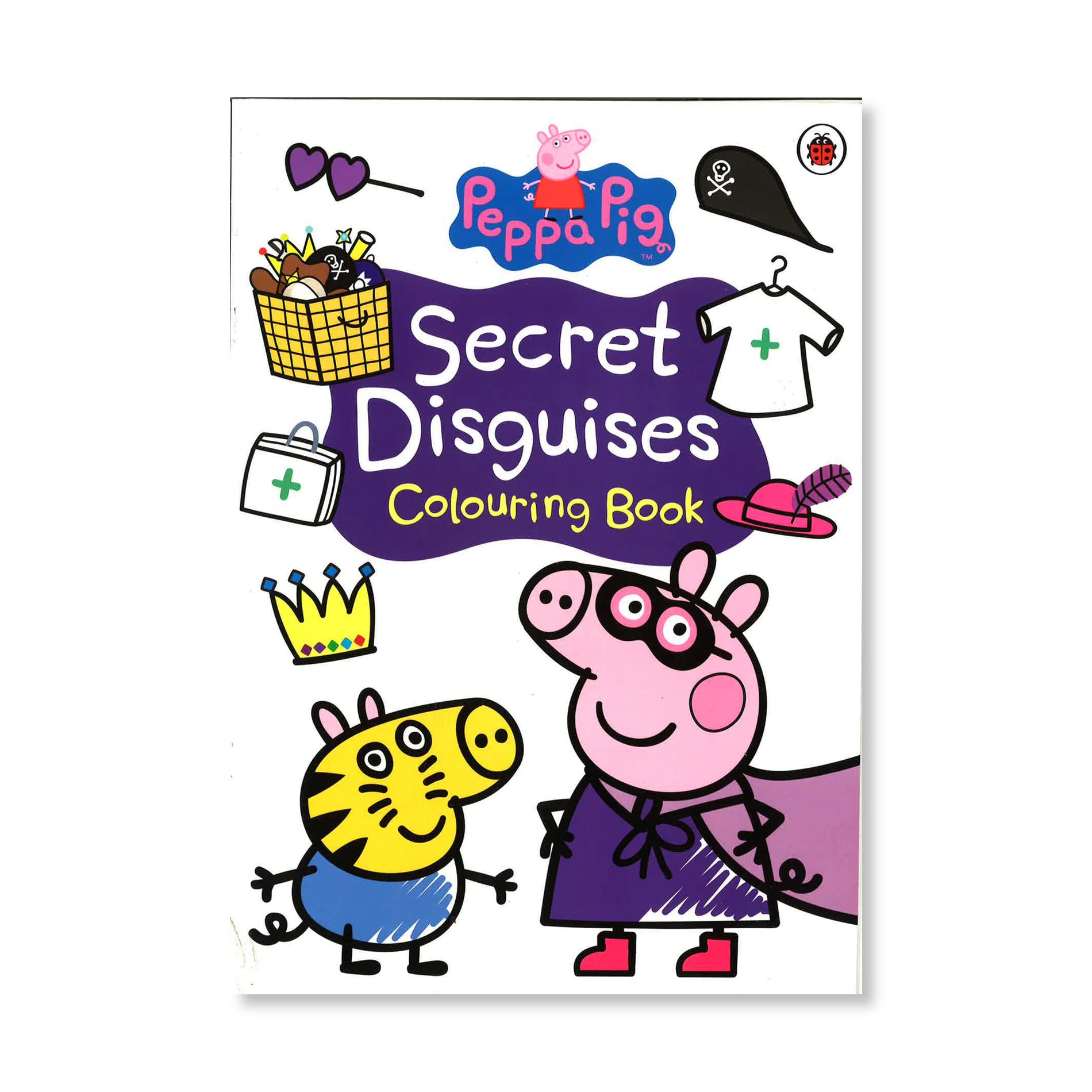 Peppa Pig Secret Disguises Colouring Book glossy cover with spy and superhero themes