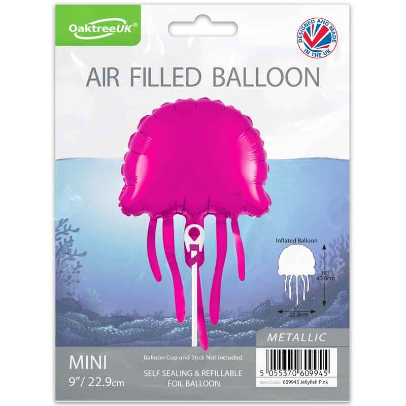 Pink Jellyfish Mini Air Fill Foil Balloon Close-Up Design