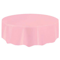 Pink Plastic Round Party Table Cover 213cm for charming decor