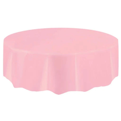 Pink Plastic Round Party Table Cover 213cm for charming decor