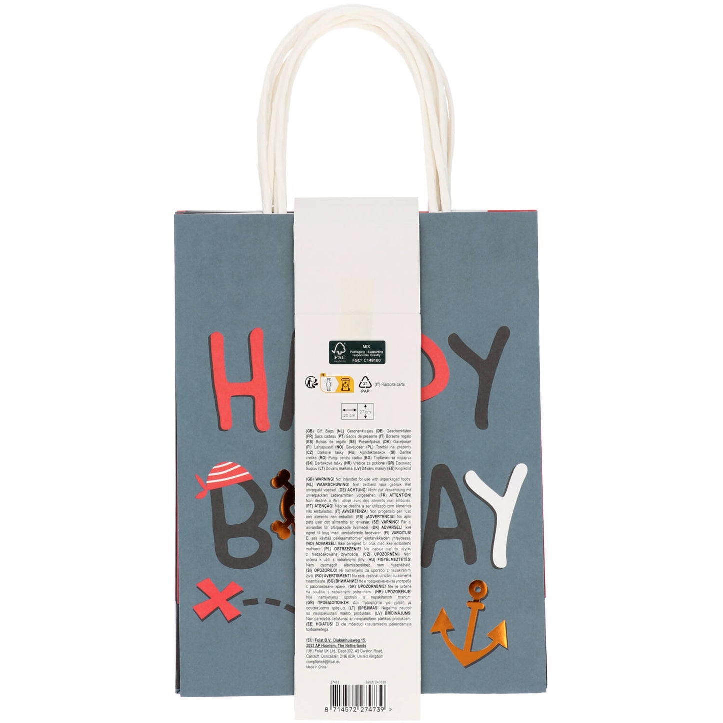Pirate Party Gift Paper Bags (20x27 cm) - Anilas UK