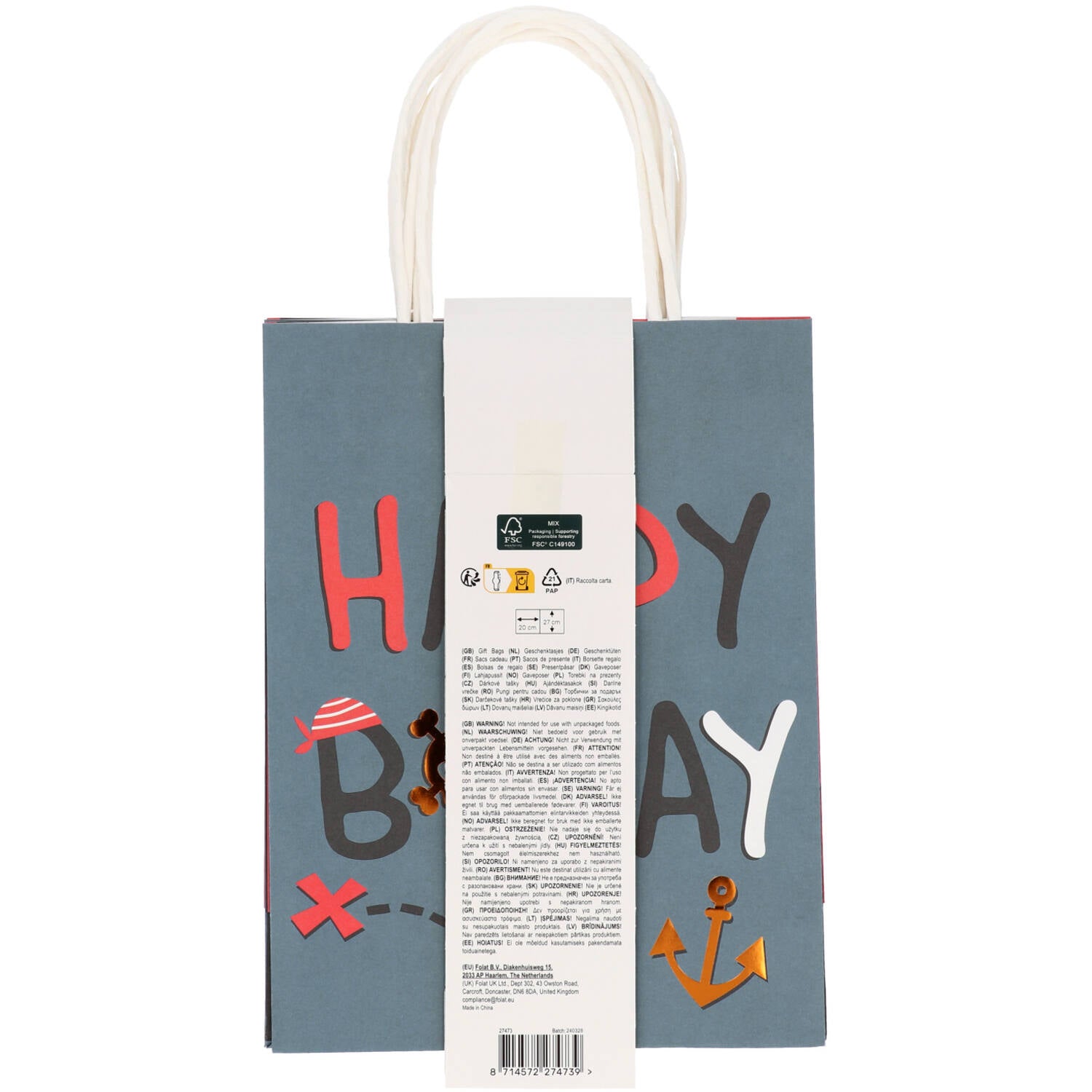 Pirate Party Gift Paper Bags (20x27 cm) - Anilas UK