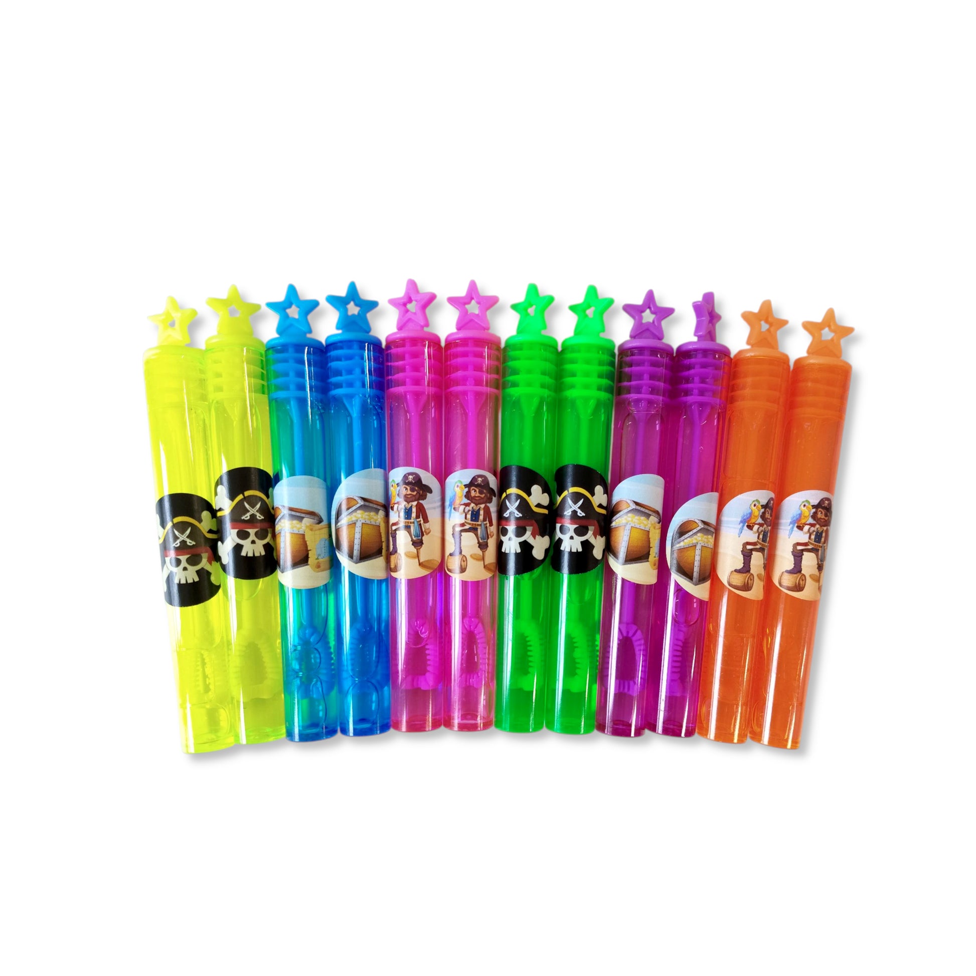 Pirate Themed Neon Bubble Wands with Star Topper - Anilas UK