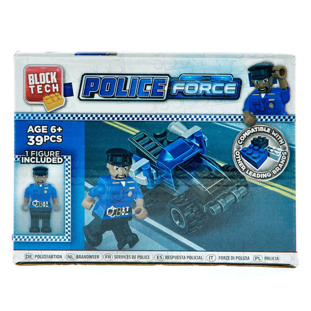 Police Force Block Tech 39-Piece Building Set with police officer figurine