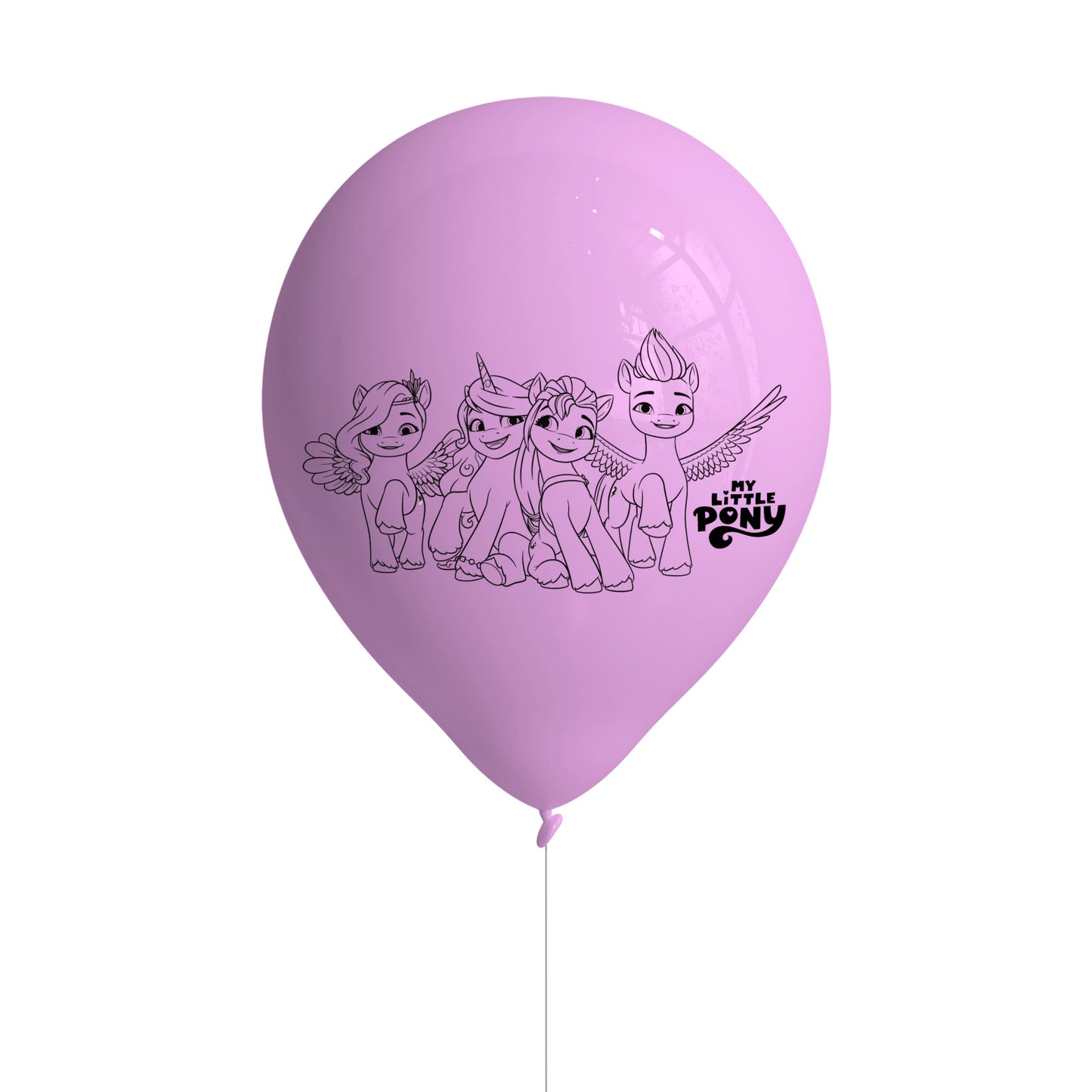 Inflated My Little Pony balloons in display with fixed shape