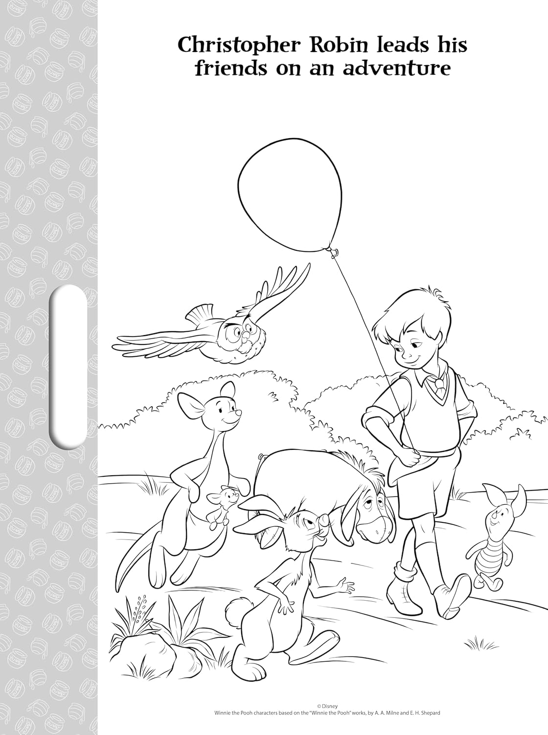 Colouring page with Pooh and friends from Giant Pad