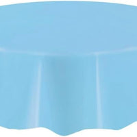 Powder Blue Plastic Round Party Table Cover 213cm for serene decor