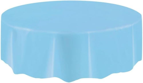 Powder Blue Plastic Round Party Table Cover 213cm for serene decor