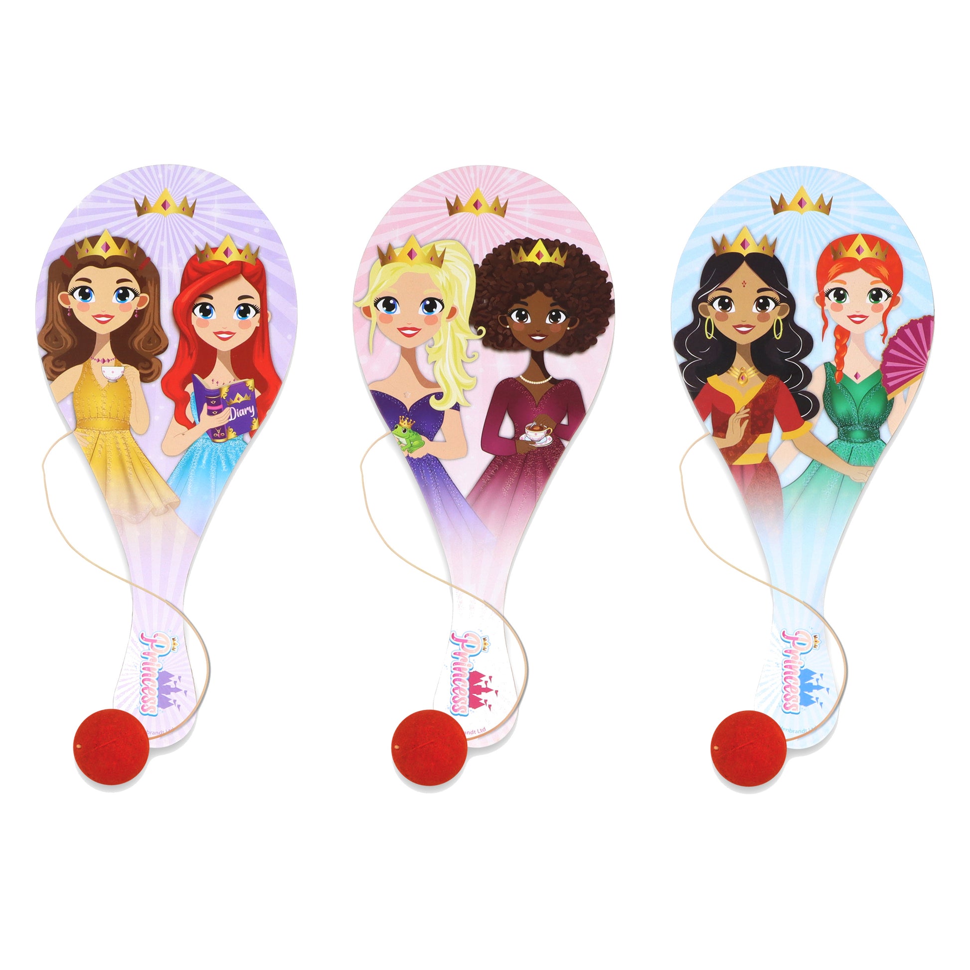 Princess-themed wooden paddle bat and ball game for kids