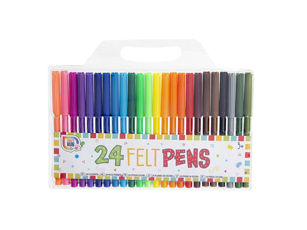 Project Craft 24 Non-Toxic Felt Tip Pens with vibrant colours