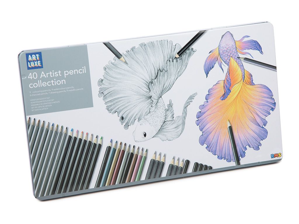Project Craft 40 Artist Pencils Set in durable storage tin