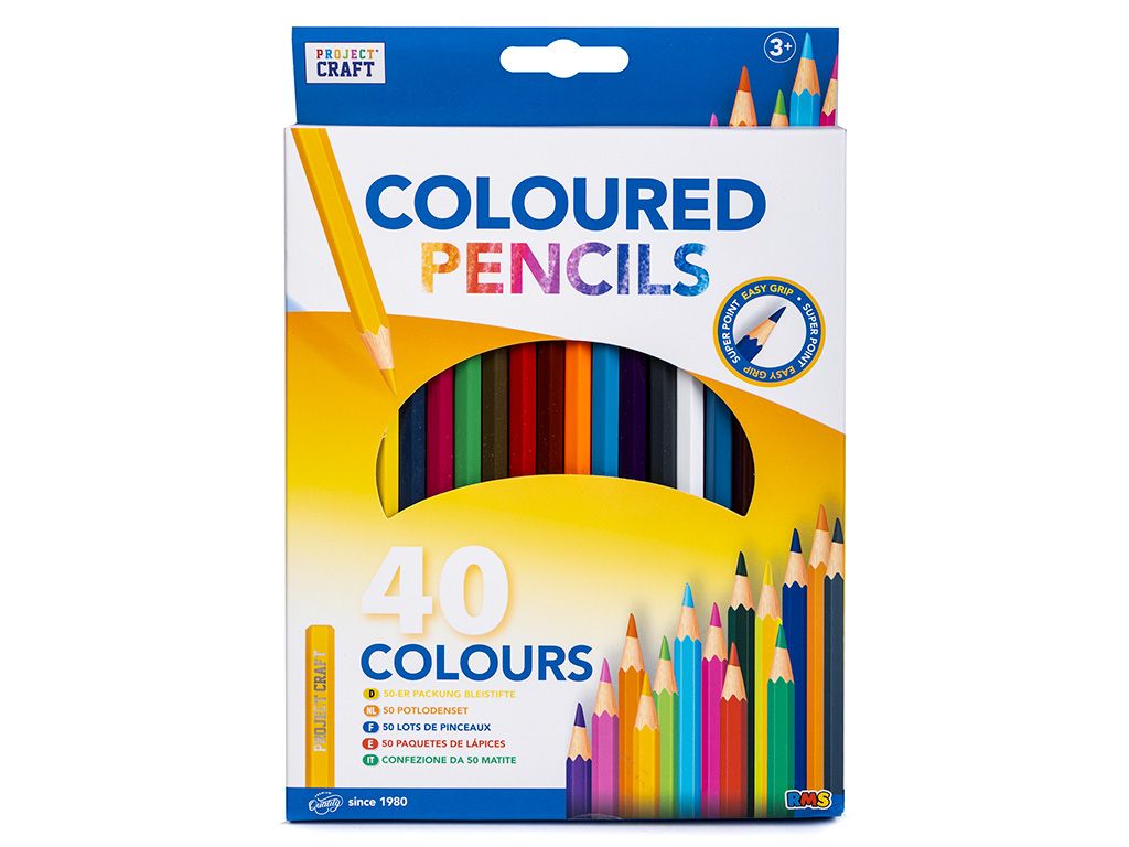 Project Craft 40 Coloured Pencils Set with vibrant hues