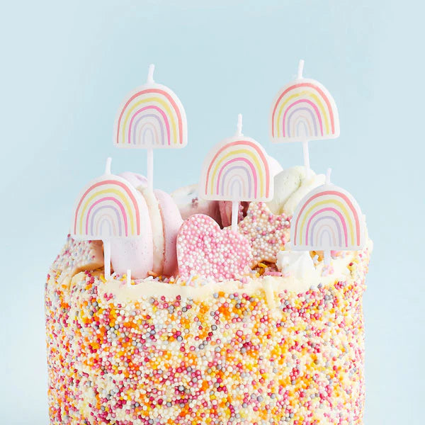 Rainbow Pick Birthday Cake Candles (Pack of 5) - Anilas UK