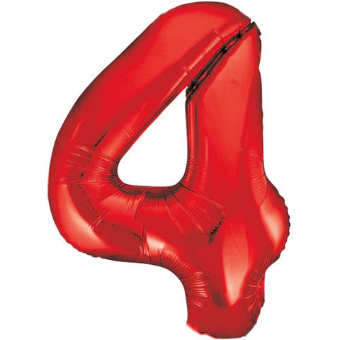 Red Number 4 Jumbo Foil Balloon 86 cm