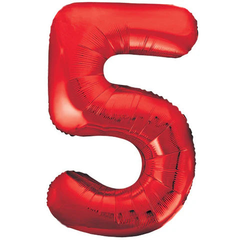 Red Number 5 Jumbo Foil Balloon 86 cm