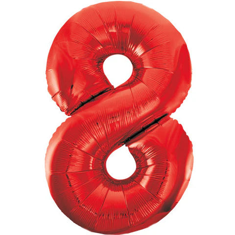 Red Number 8 Jumbo Foil Balloon 86 cm