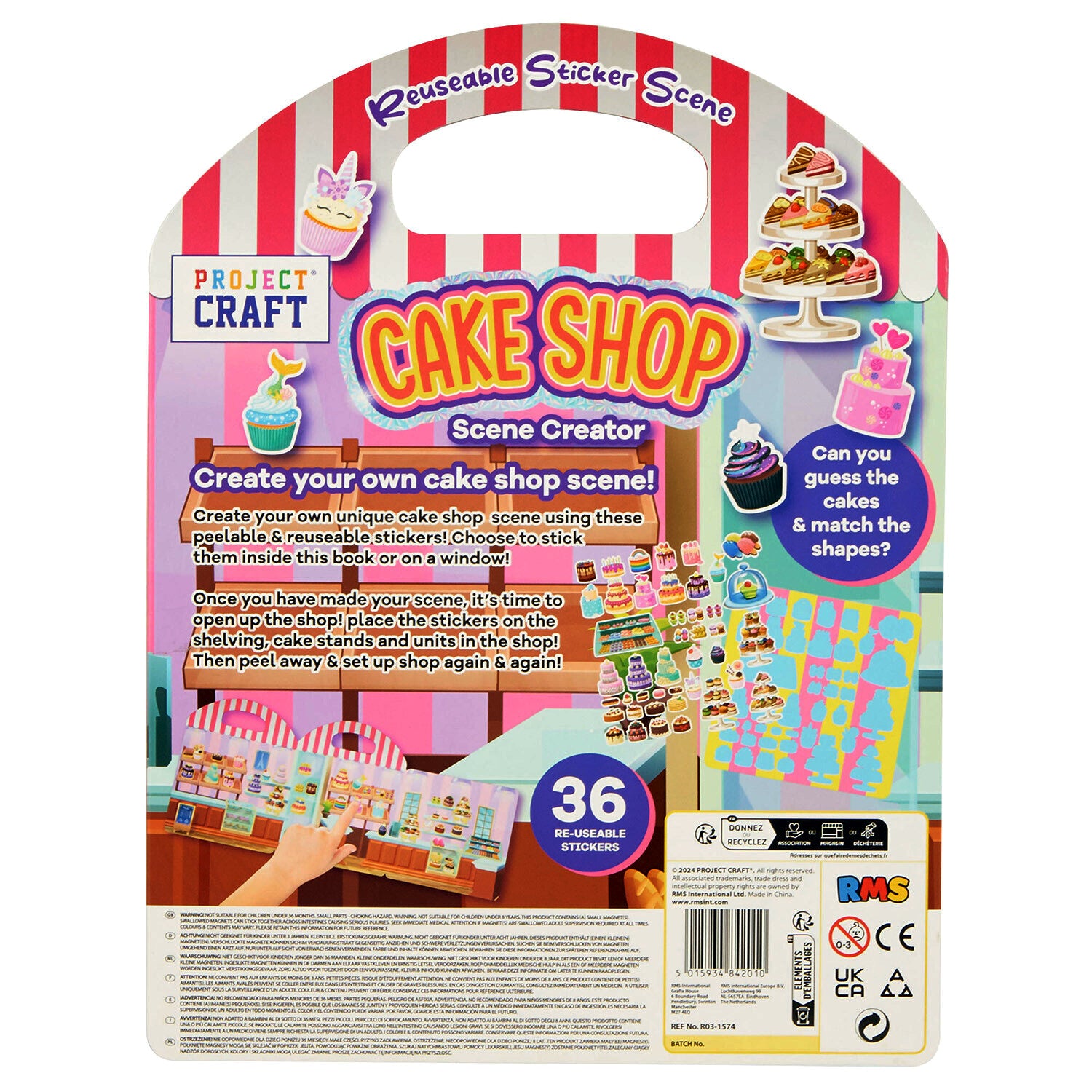 Reusable Sticker Book, Cake Shop Theme Back, Creative Play