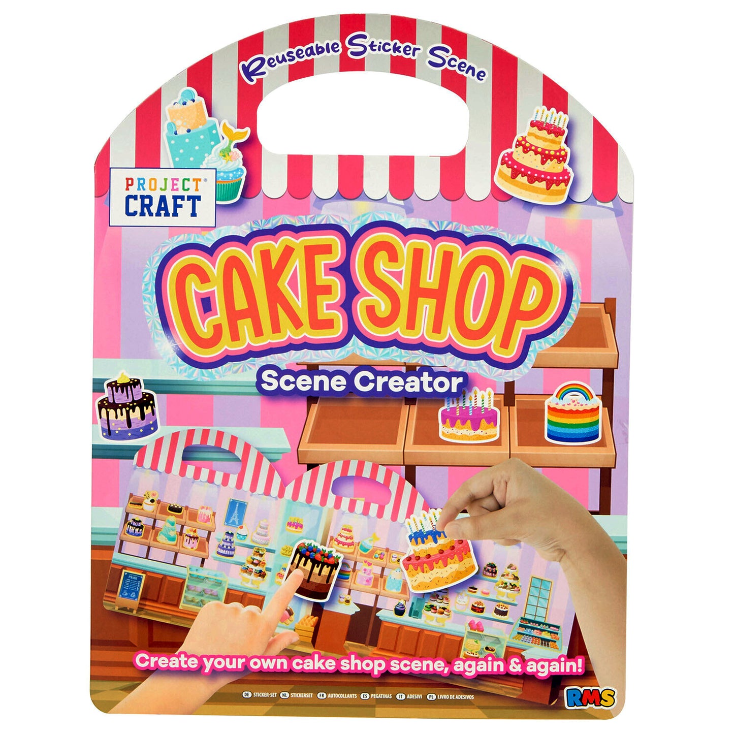 Reusable Sticker Book, Cake Shop Theme Front, Fun for Kids 3+