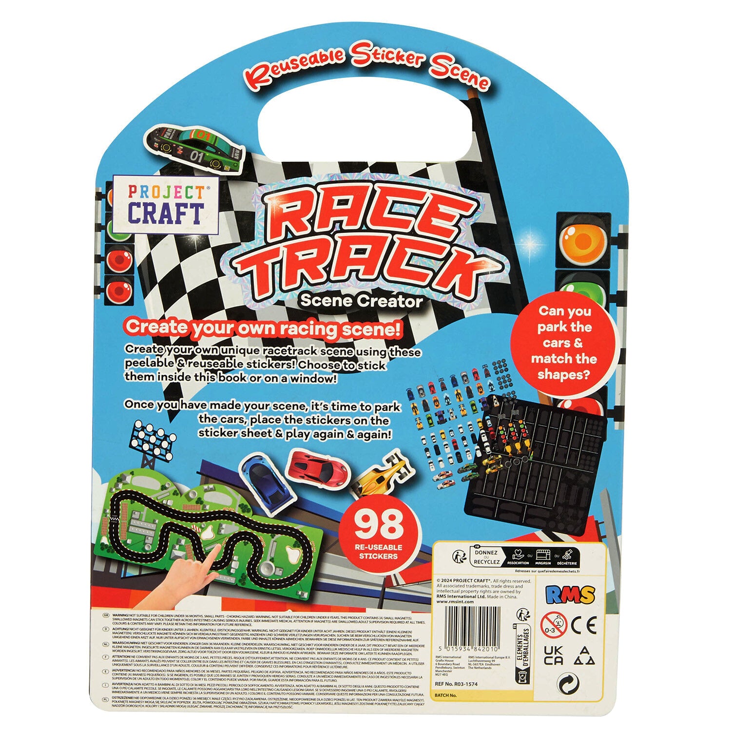 Reusable Sticker Book, Race Track Theme Back, Imaginative Play