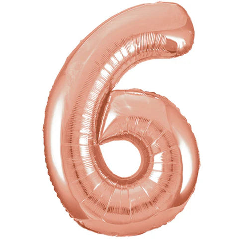 Rose Gold No.6 Jumbo Foil Balloon 86 cm