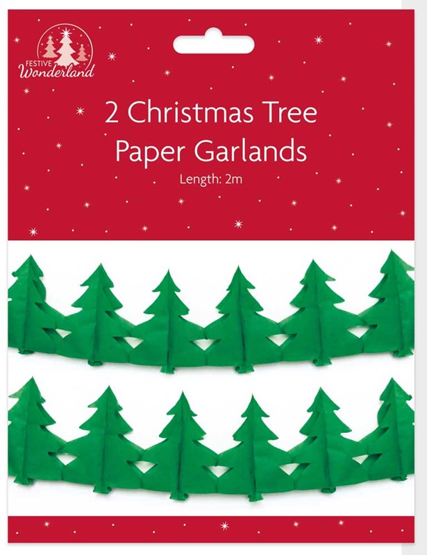 Pack of 2 Christmas Tree Paper Garlands - Anilas UK