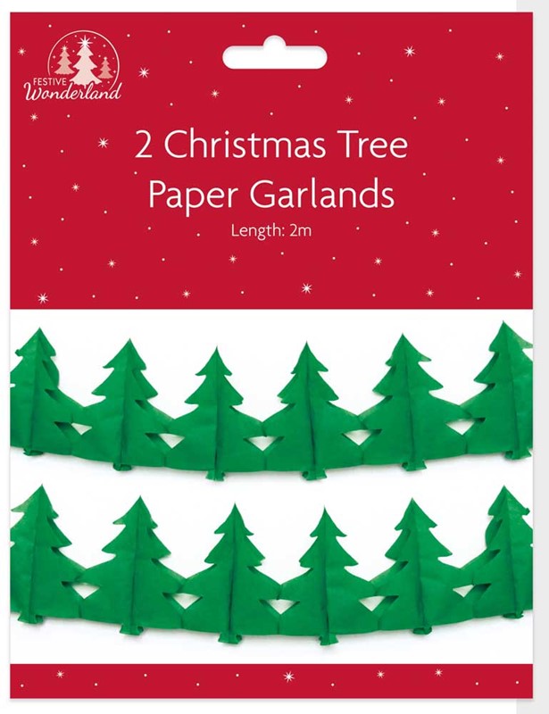 Pack of 2 Christmas Tree Paper Garlands