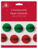 
              Pack of 2 Christmas Paper Honeycomb Garlands Decoration
            