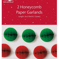 Pack of 2 Christmas Paper Honeycomb Garlands Decoration