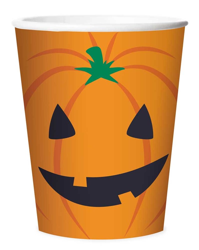 Halloween Pumpkin Design Paper Cups (8 pieces)