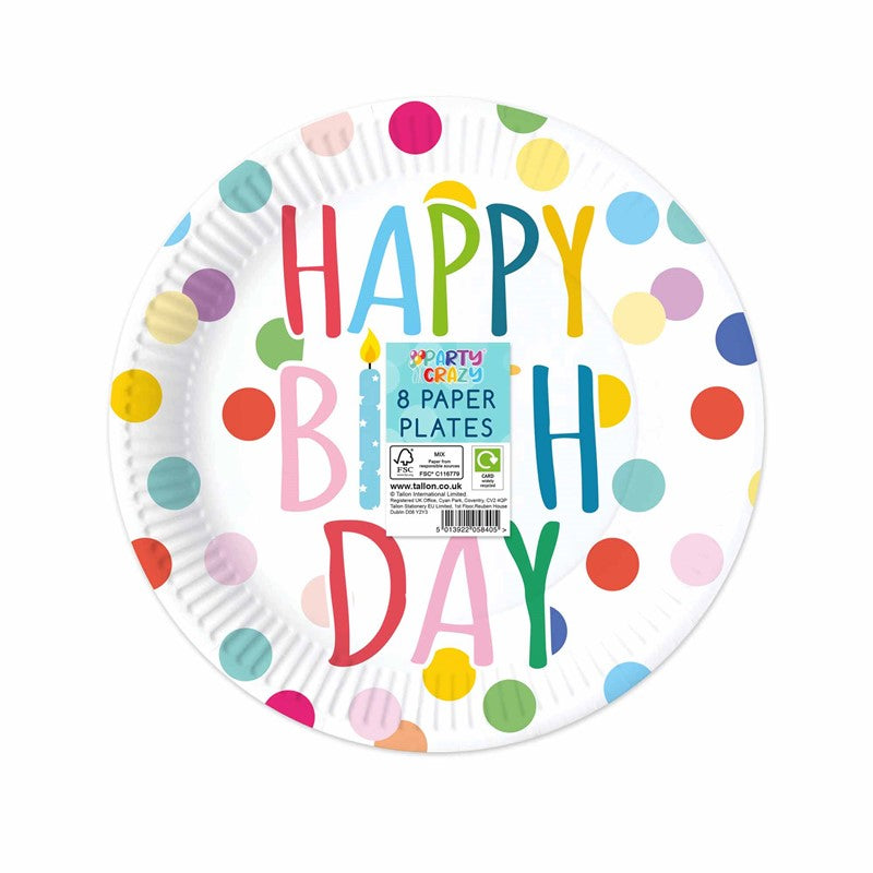 Happy Birthday Design Paper Plates (8 pieces) - Anilas UK