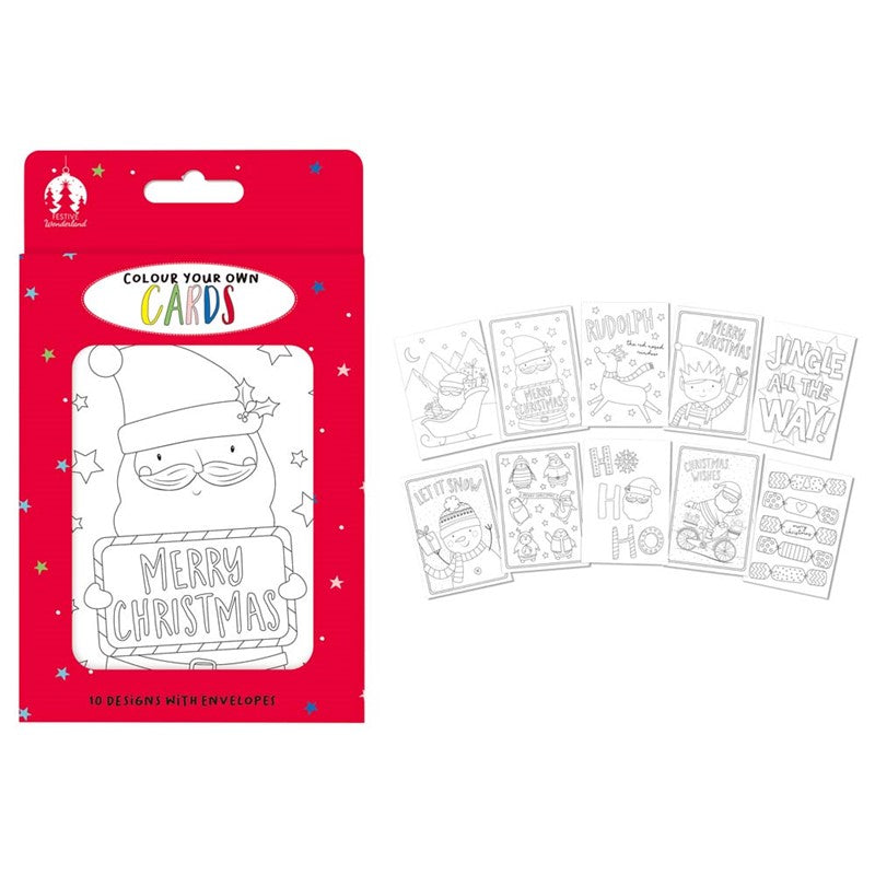 Colour Your Own Christmas Cards (10 pieces with envelopes) - Anilas UK