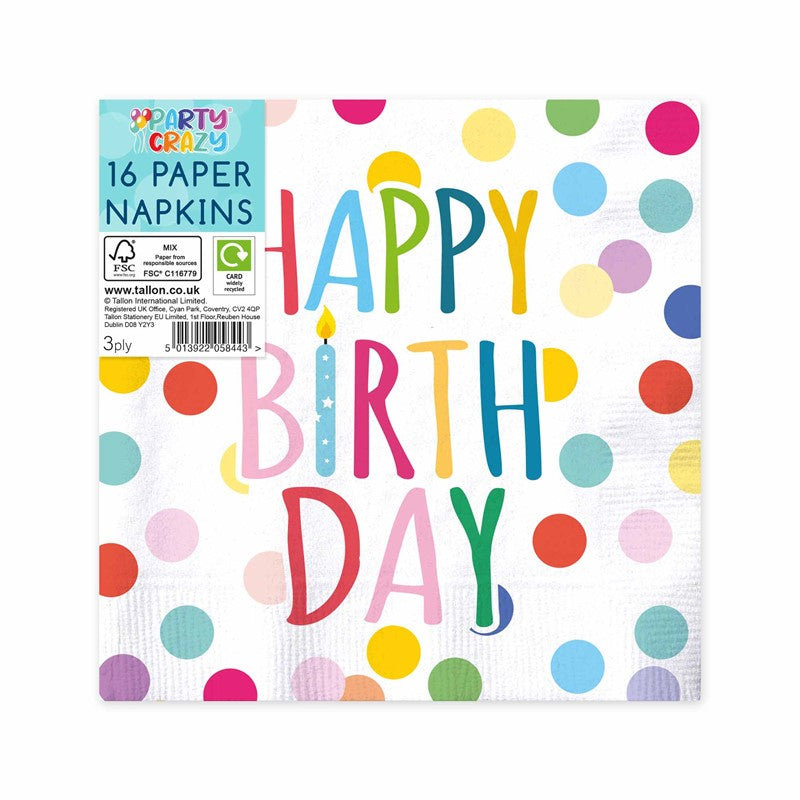 Happy Birthday design Paper napkins (16 pieces) - Anilas UK