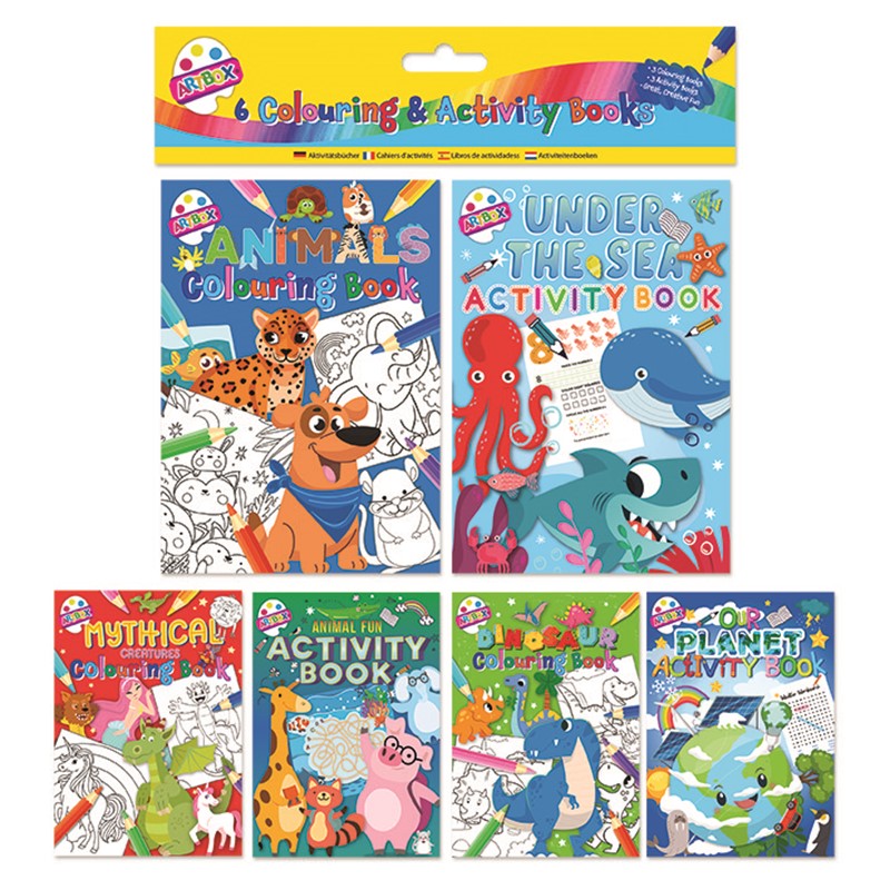 6 Mini Colouring & Activity Books, Boys Design - Anilas UK