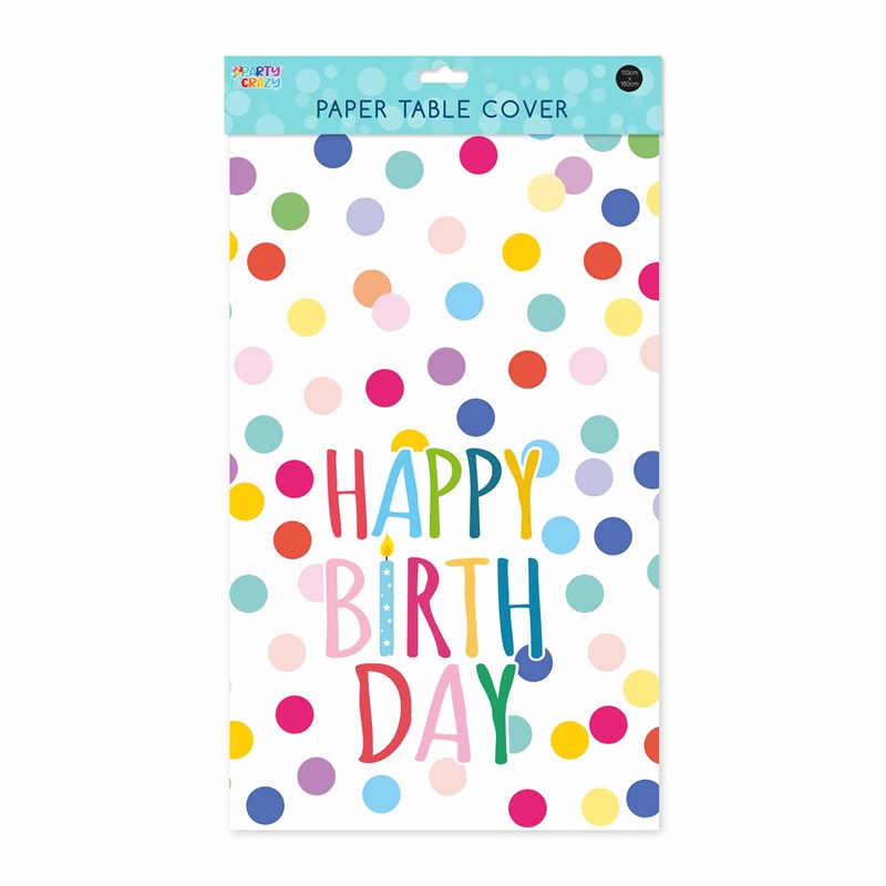 Happy Birthday Polka Dot Paper Table Cover (160 x 110 cm) - Anilas UK
