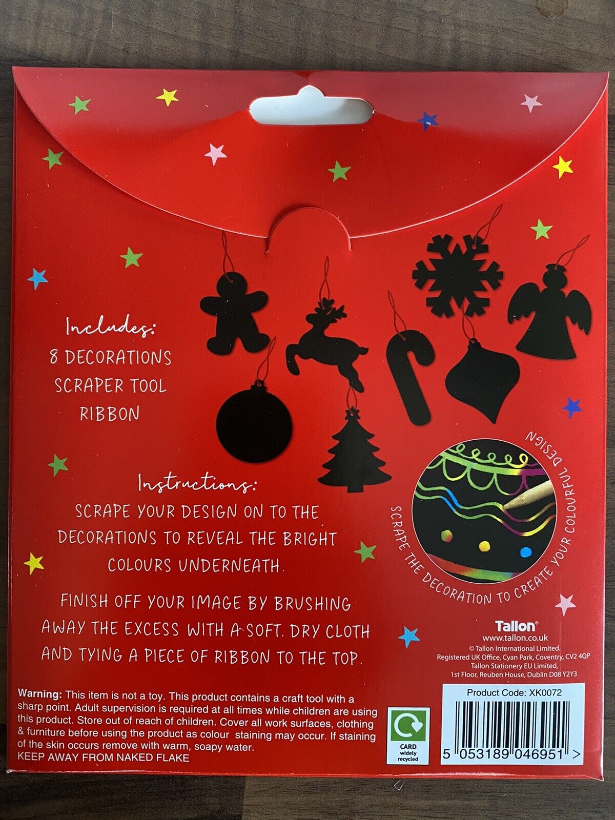 Christmas Scratch Art Scraper Foil Decorations Craft Activity Pack of 8 - Anilas UK