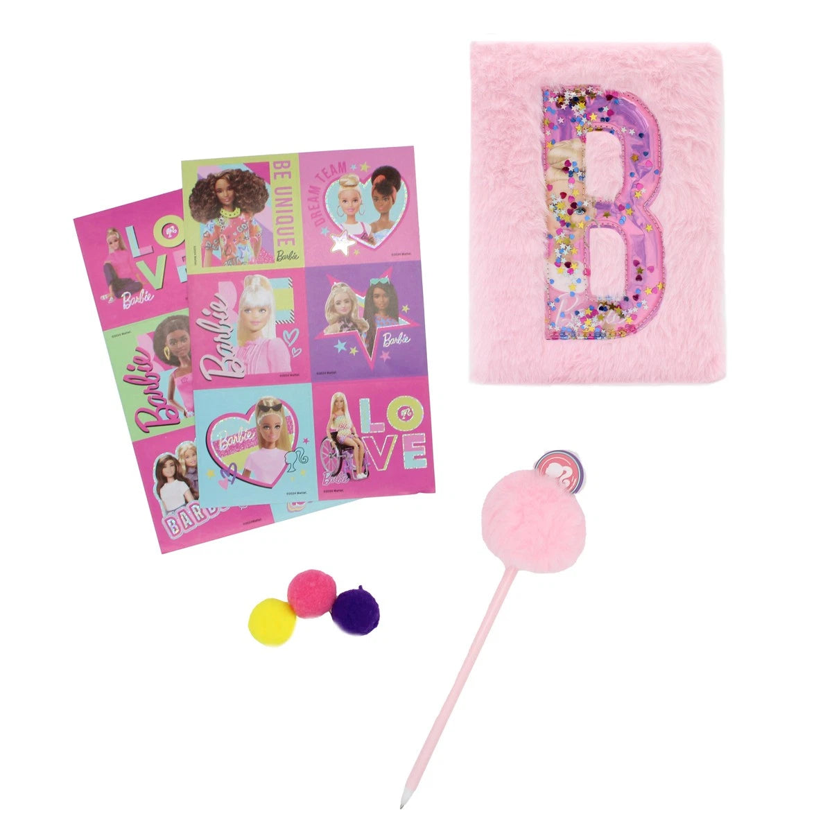 Barbiecore - Barbie Fluffy Diary & Pen Set inc paper clips - Anilas UK