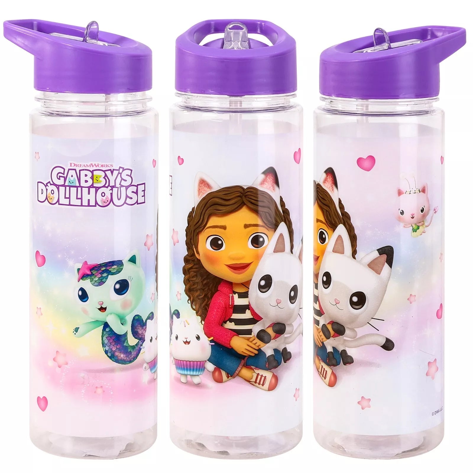 Gabby's Dollhouse 700ml Kids Water Bottle with Straw & Handle - Anilas UK