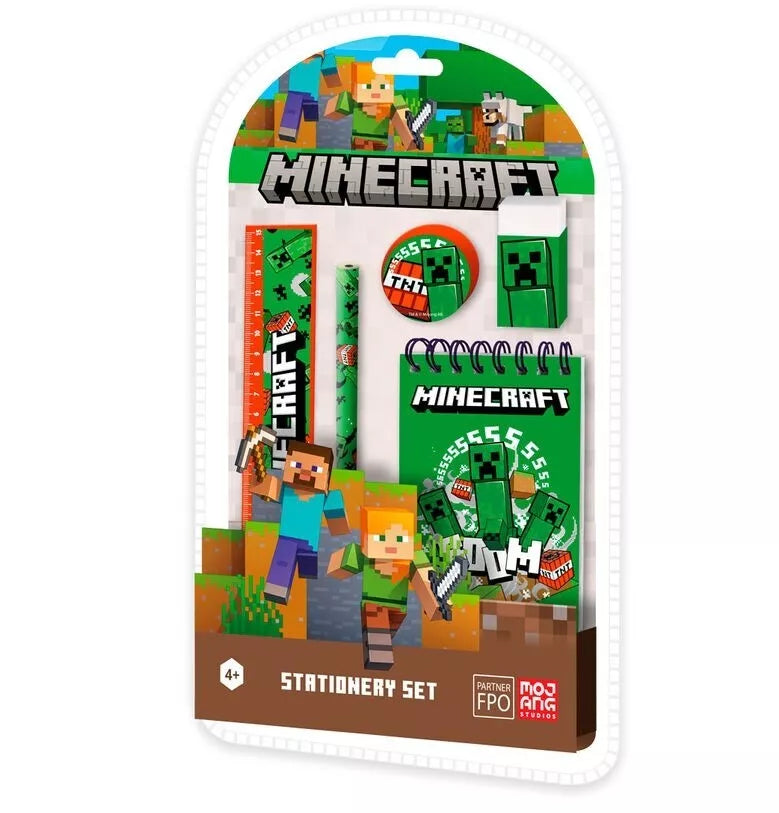 Minecraft Themed Stationary Set (5 Pieces) - Anilas UK