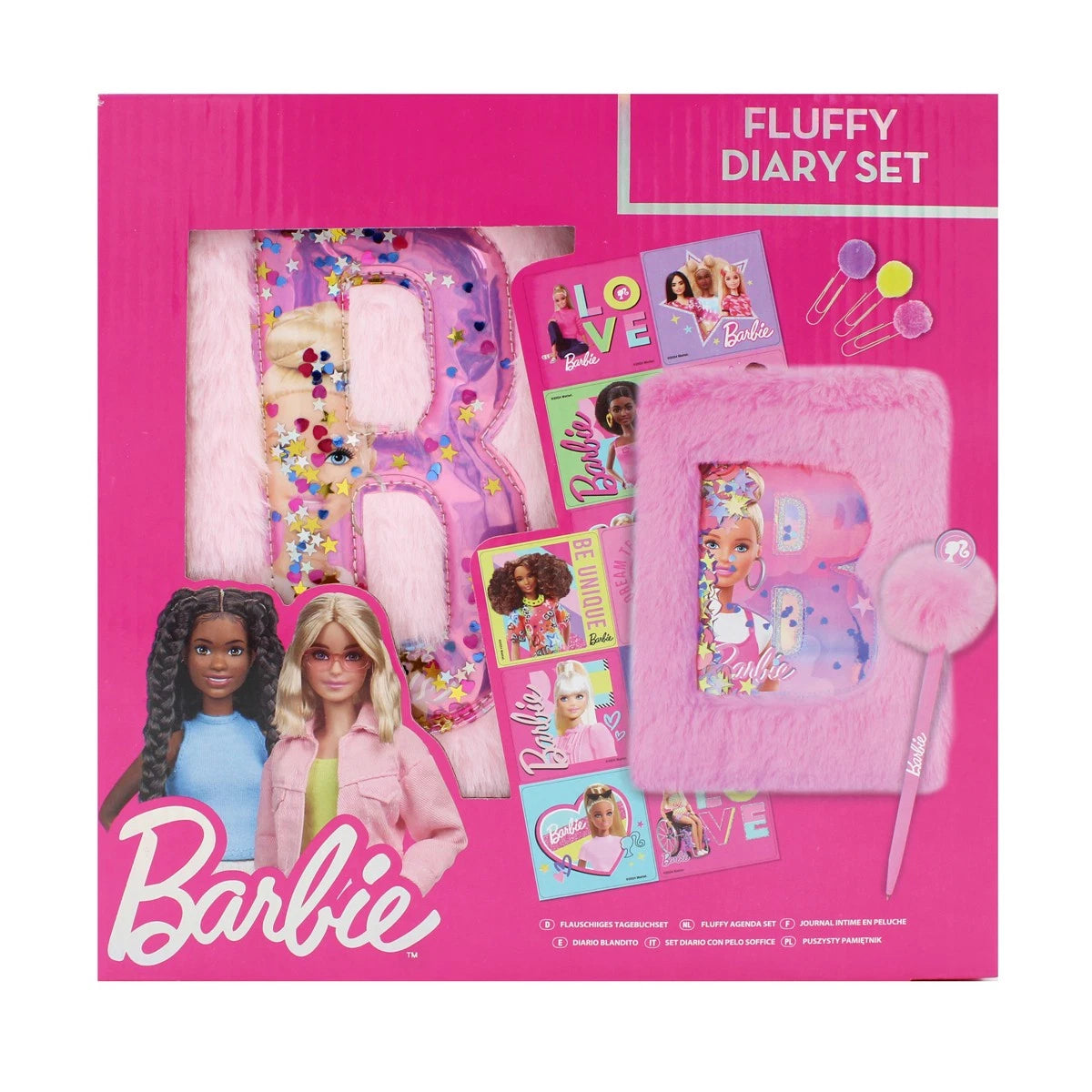 Barbiecore - Barbie Fluffy Diary & Pen Set inc paper clips - Anilas UK