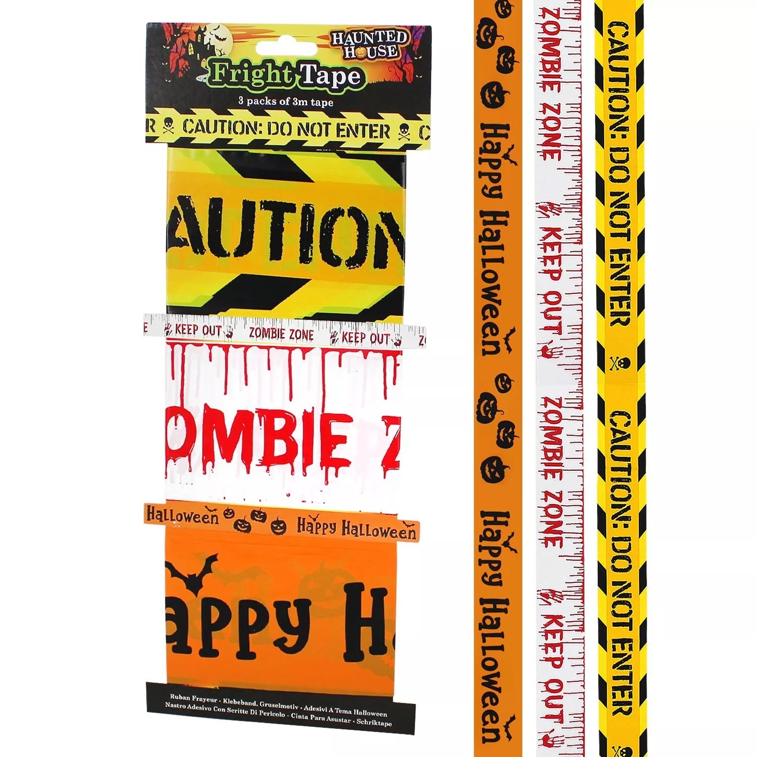 Halloween Printed Fright Tapes 3 pieces (3 x 3m) - Anilas UK