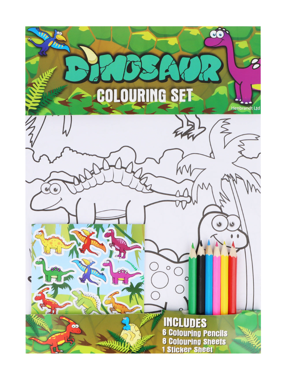Dinosaur Colouring Set with Stickers - Anilas UK