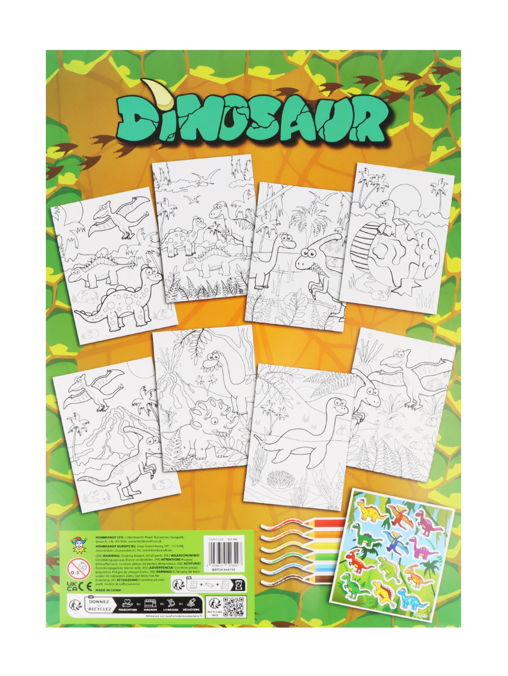 Dinosaur Colouring Set with Stickers - Anilas UK