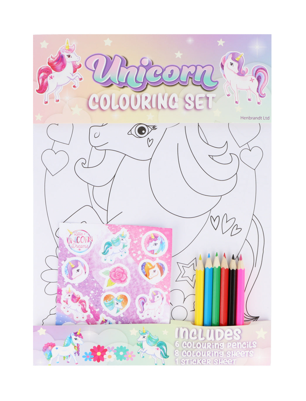 Unicorn Colouring Set with Stickers - Anilas UK