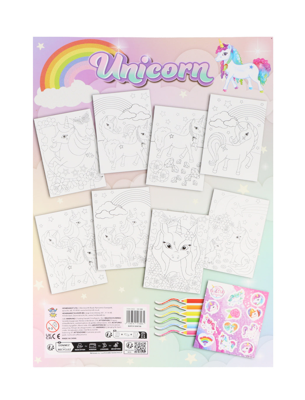 Unicorn Colouring Set with Stickers - Anilas UK