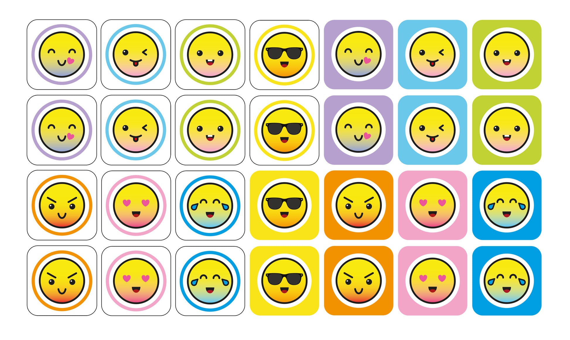 Smiley Faces Mini Snap Cards - Anilas UK