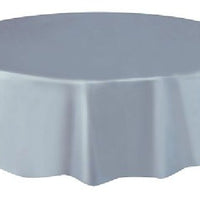 Silver Plastic Round Party Table Cover 213cm for stylish decor